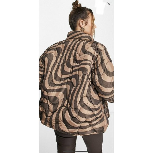 New ASOS Design Women Quilted Padded Jacket Color BROWN - Size 8 - Picture 4 of 4